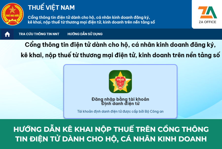HƯỚNG DẪN KÊ KHAI NỘP THUẾ TRÊN CỔNG THÔNG TIN ĐIỆN TỬ DÀNH CHO HỘ, CÁ NHÂN KINH DOANH