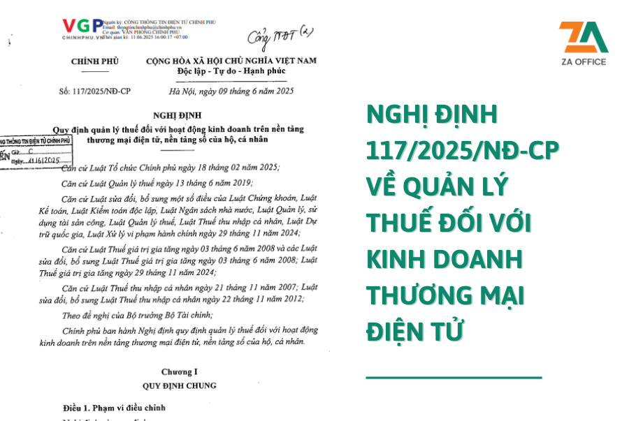 NGHỊ ĐỊNH 117/2025NĐ-CP VỀ QUẢN LÝ THUẾ ĐỐI VỚI KINH DOANH THƯƠNG MẠI ĐIỆN TỬ